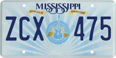 MS license plate ZCX475