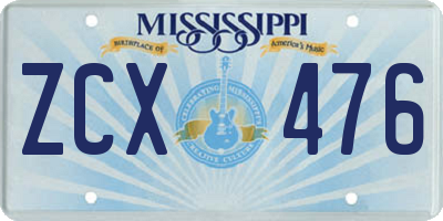 MS license plate ZCX476