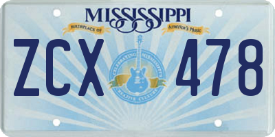 MS license plate ZCX478