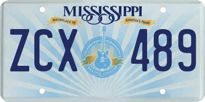 MS license plate ZCX489