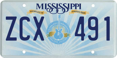 MS license plate ZCX491