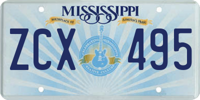 MS license plate ZCX495