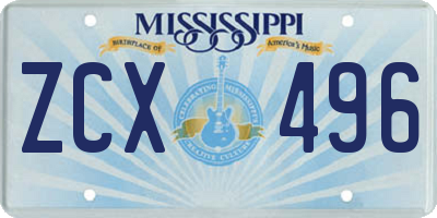 MS license plate ZCX496