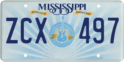 MS license plate ZCX497