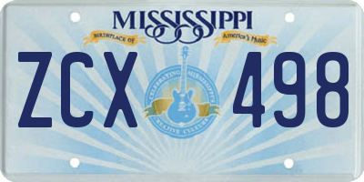 MS license plate ZCX498