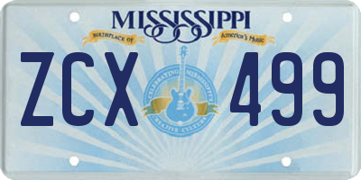 MS license plate ZCX499