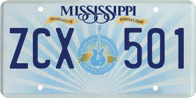 MS license plate ZCX501