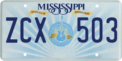 MS license plate ZCX503