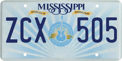 MS license plate ZCX505