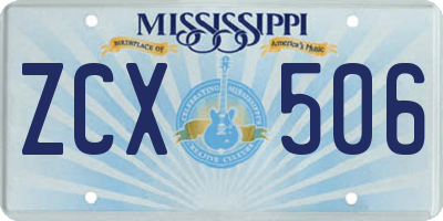 MS license plate ZCX506