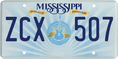 MS license plate ZCX507