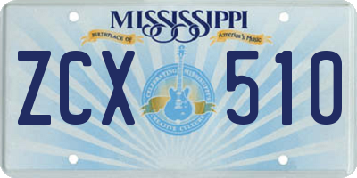 MS license plate ZCX510