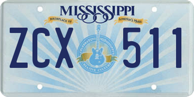 MS license plate ZCX511