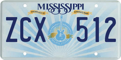 MS license plate ZCX512