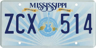 MS license plate ZCX514