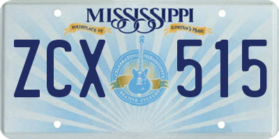 MS license plate ZCX515