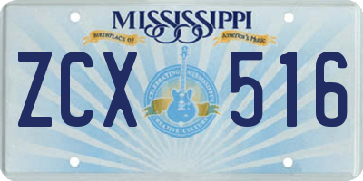 MS license plate ZCX516