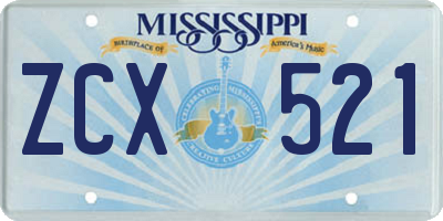 MS license plate ZCX521