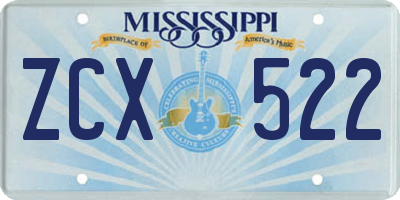 MS license plate ZCX522