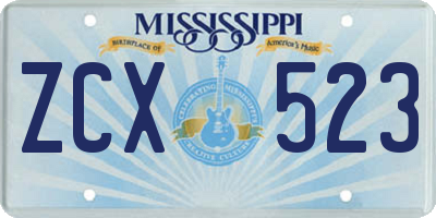 MS license plate ZCX523