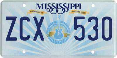 MS license plate ZCX530