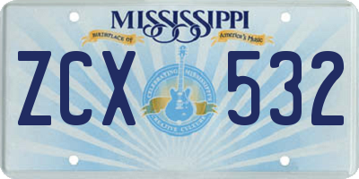 MS license plate ZCX532