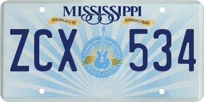 MS license plate ZCX534