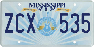 MS license plate ZCX535