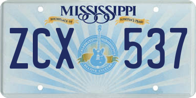 MS license plate ZCX537
