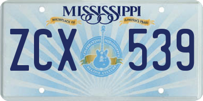 MS license plate ZCX539