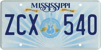 MS license plate ZCX540