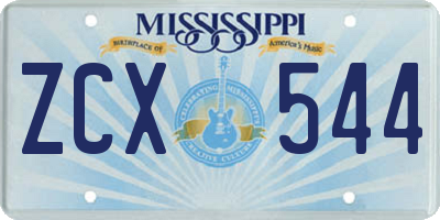 MS license plate ZCX544