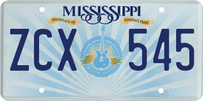 MS license plate ZCX545