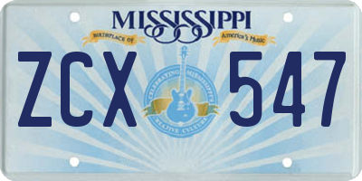 MS license plate ZCX547