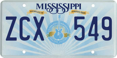 MS license plate ZCX549