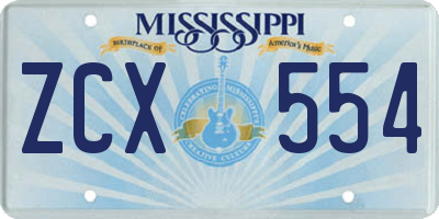 MS license plate ZCX554