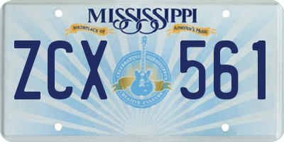 MS license plate ZCX561