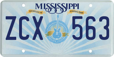 MS license plate ZCX563