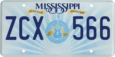 MS license plate ZCX566
