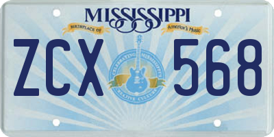 MS license plate ZCX568