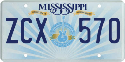 MS license plate ZCX570