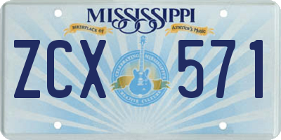 MS license plate ZCX571