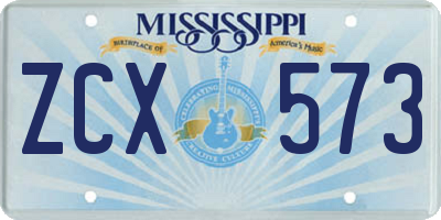 MS license plate ZCX573