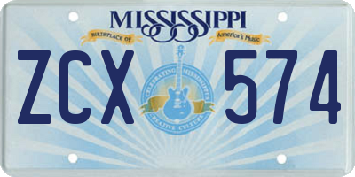 MS license plate ZCX574