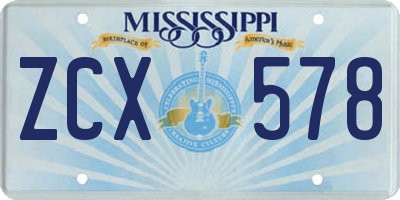 MS license plate ZCX578
