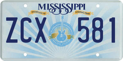 MS license plate ZCX581