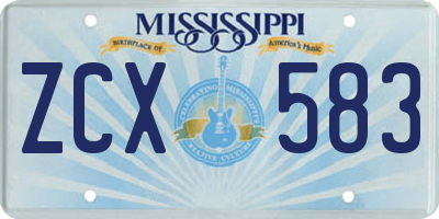 MS license plate ZCX583