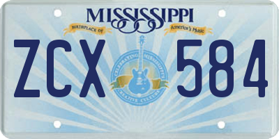 MS license plate ZCX584