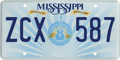 MS license plate ZCX587