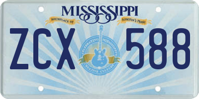 MS license plate ZCX588